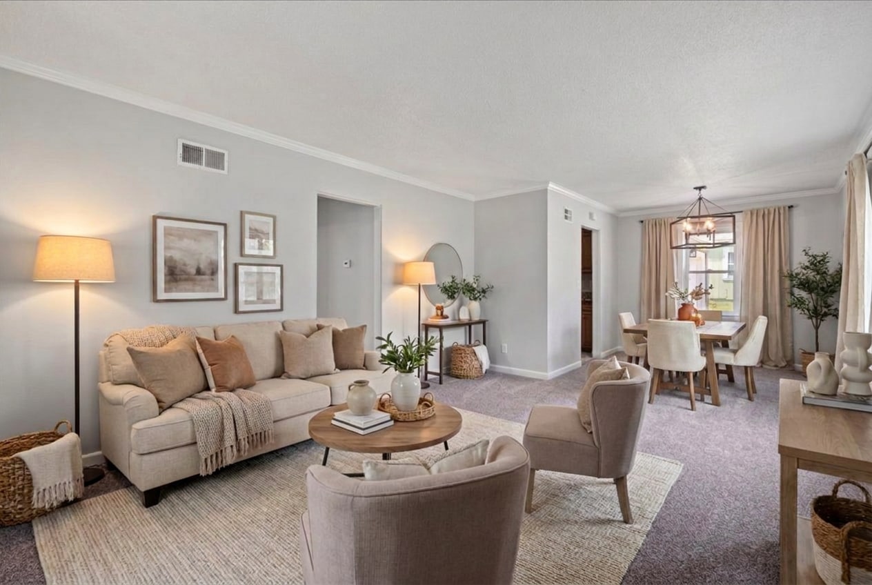 Living Room Virtually Staged - 7032 Dearborn St