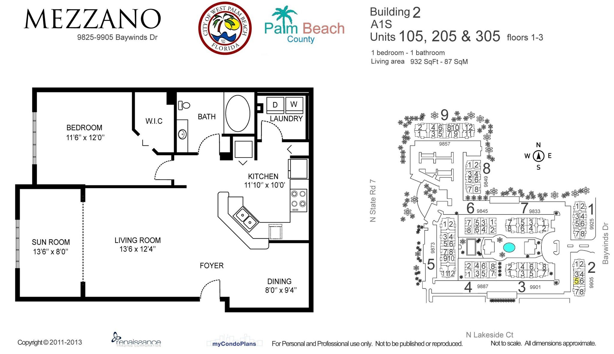 One bedroom Sunroom model - 9905 Baywinds Dr