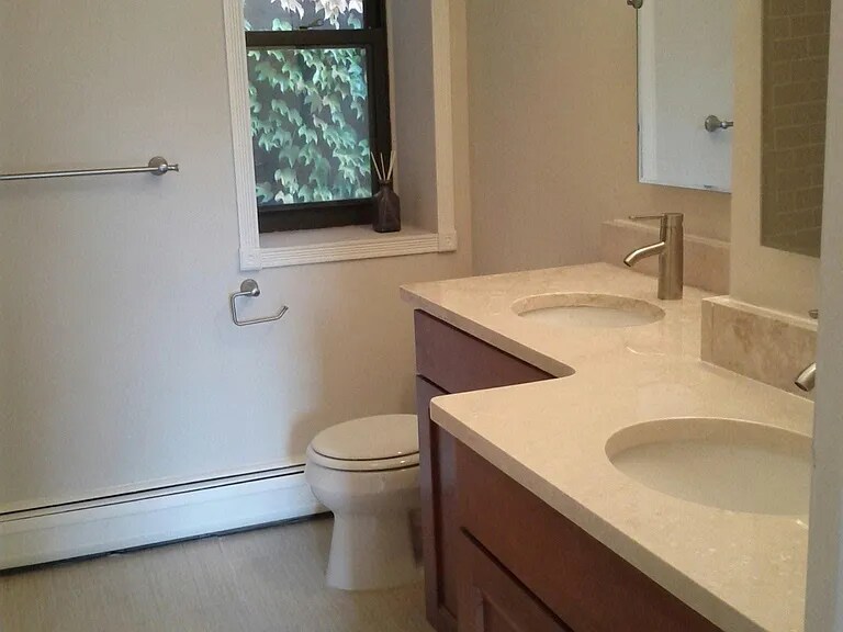 Full bath, double sink - 111 W Dedham St