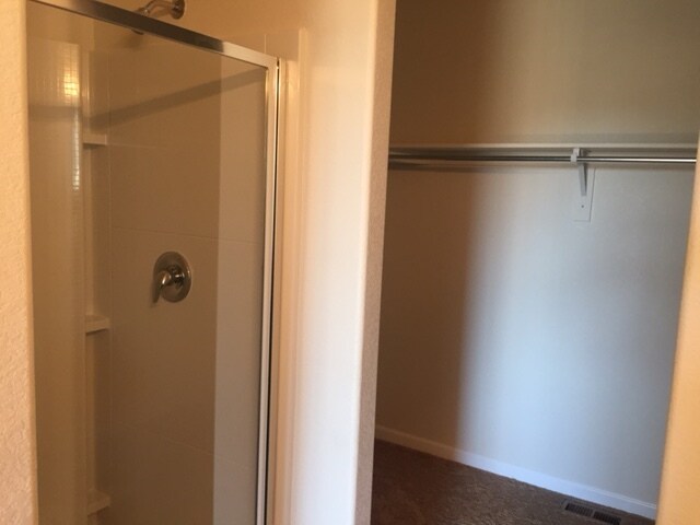 Primary bathroom with shower, soaker tub, walk-in closet, and vanity - 1517 Sepia Ave