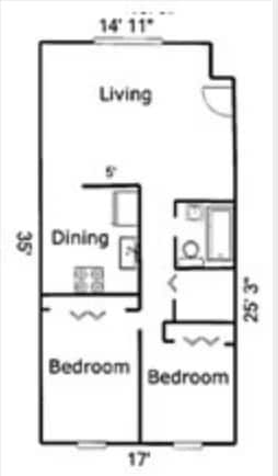 2BR/1BA - Town House Apartments