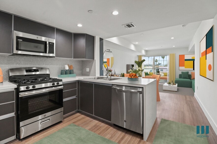 Modern Open-Concept Kitchen, Sining, and Living Room with a Patio - Santa Monica Breeze by Wiseman