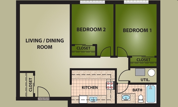 2BR/1BA - Forest Glade Apartments