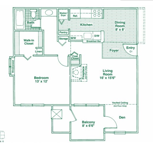 1 Bedroom, 1 Bath with Study - A/1 - Village Club on Franklin