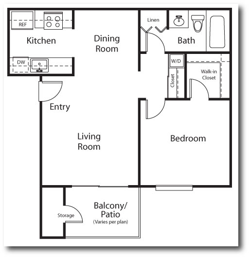 One Bedroom Floor Plan - Sierra Crest