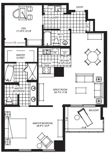 1BR/2BA - The Mark