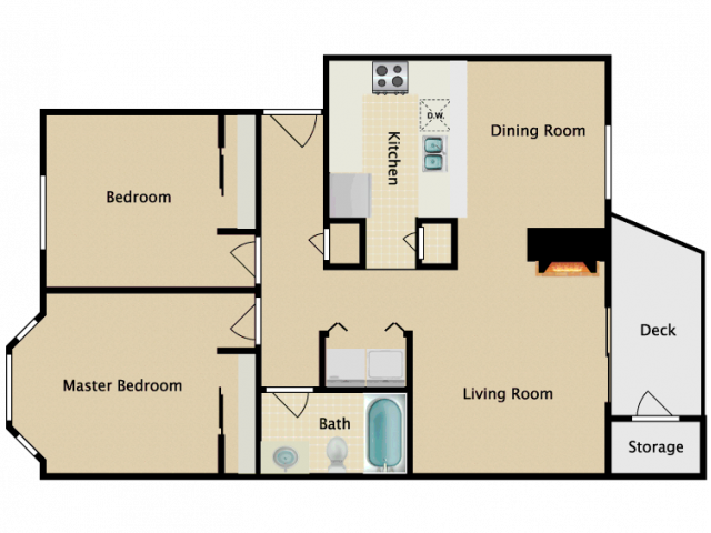 Large Two Bedroom One Bath - College Pointe Apartments