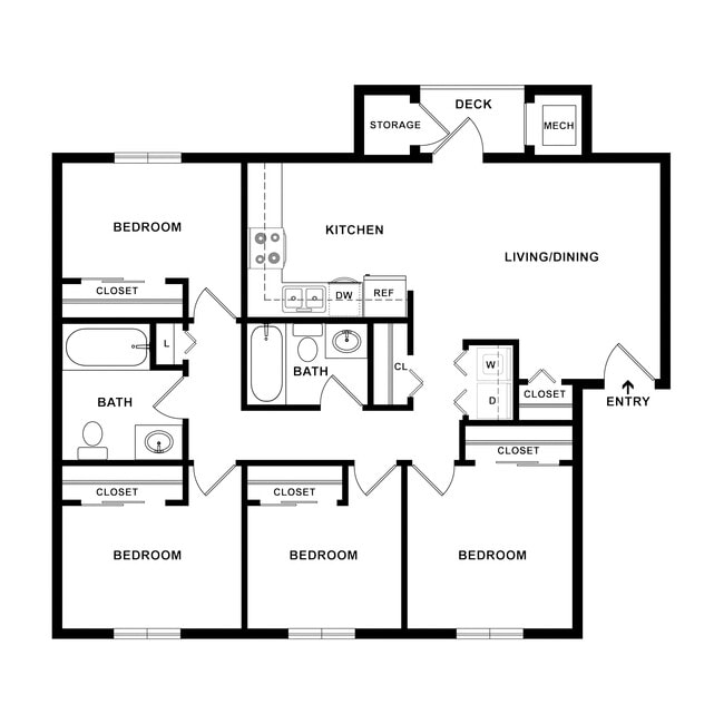 Floorplan - Falls Terrace Apartments