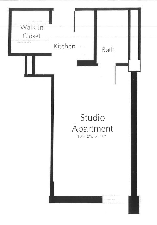 Studio Floor Plan - Chapel House Senior Apartments - Age 62+