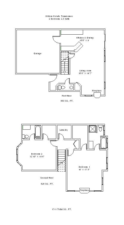 Townhouse 2 bed 2.5 bath - Willow Pointe Apartments