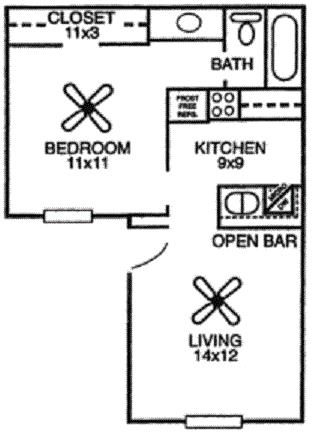 1 Bedroom (Small) - Great Oaks Apartments