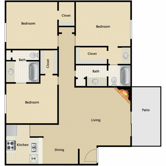 3bed2bath-1324sqft.jpg - La Residencia