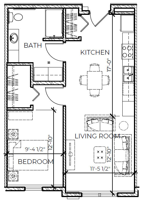 1 Bedroom Floor Plan - Milton Earl