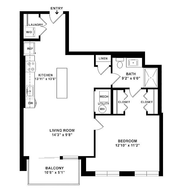 A1 Floor plan W Dimensions - Courthouse Square Apartments