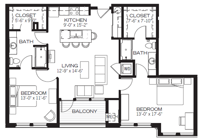 Floorplan - Apartments at the Yard: Brooks