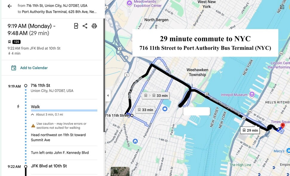 To Port Authority Bus Terminal (NYC) - 716 11TH St
