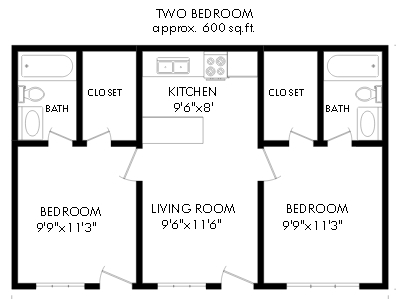 2BR/1BA - Westminster Apartments