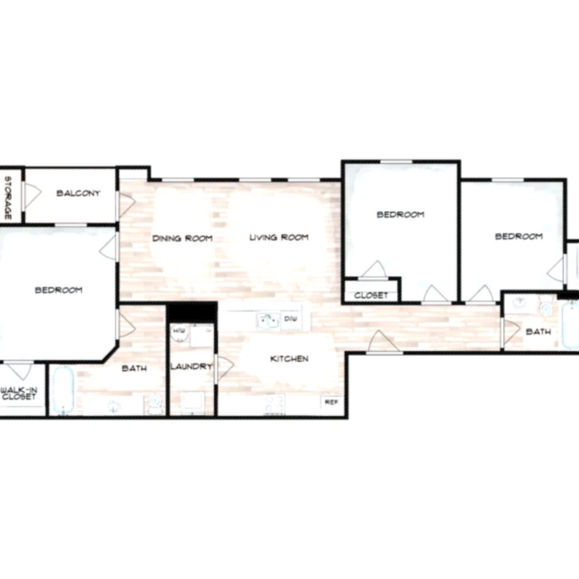 3x2, 1,330 SqFt - Summit at Hirsch Road