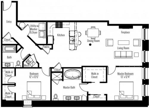 2BR/2BA - Apartments at the Hub