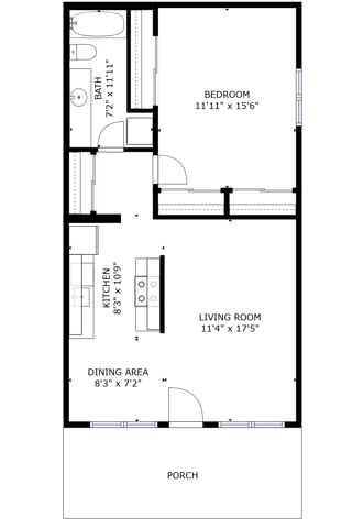 One Bedroom Standard 720 Sq Ft - Villas at Lawrence