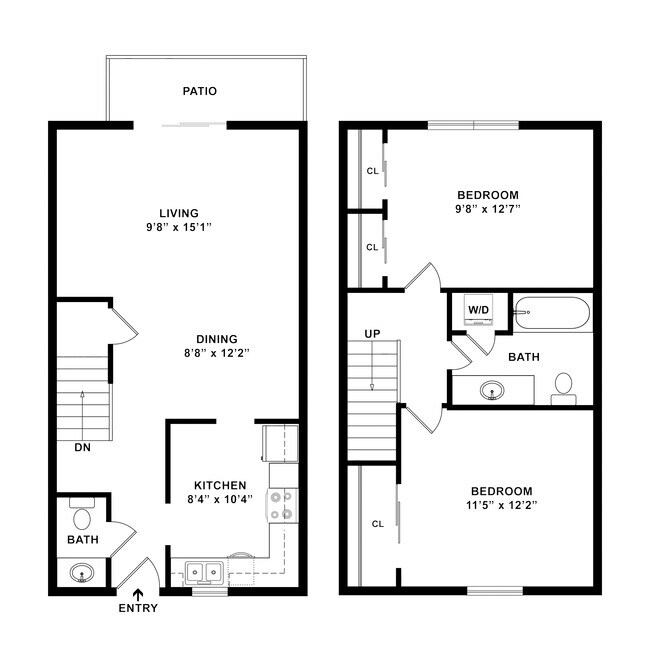 2 Bedroom Townhome W/D Hook Up - Blackhawk Apartments