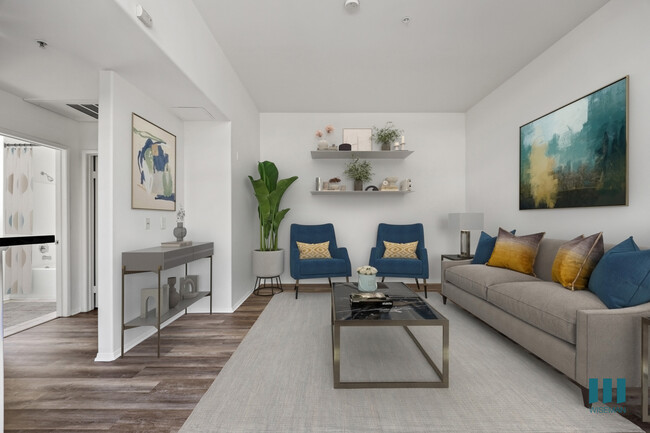 Living Room with Vinyl Flooring - Barrington Santa Monica