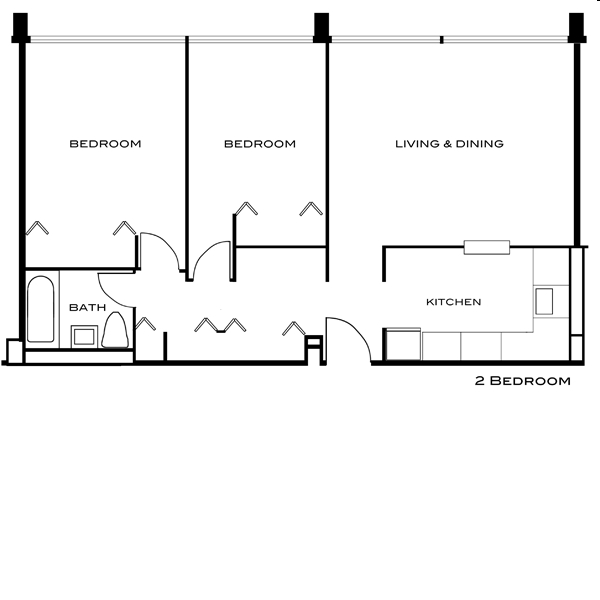 2BR/1BA - Buena Vista Towers