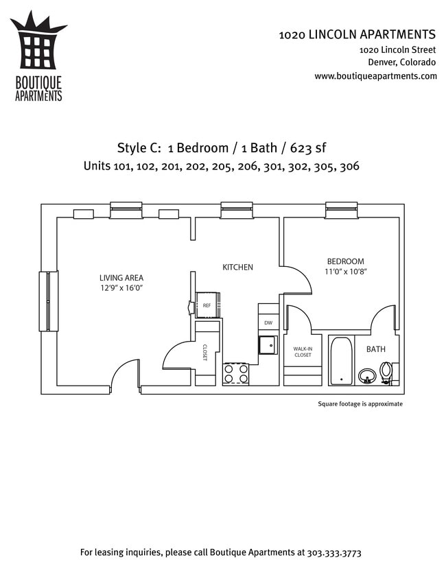 1BR/1BA, Style C - 1020 Lincoln