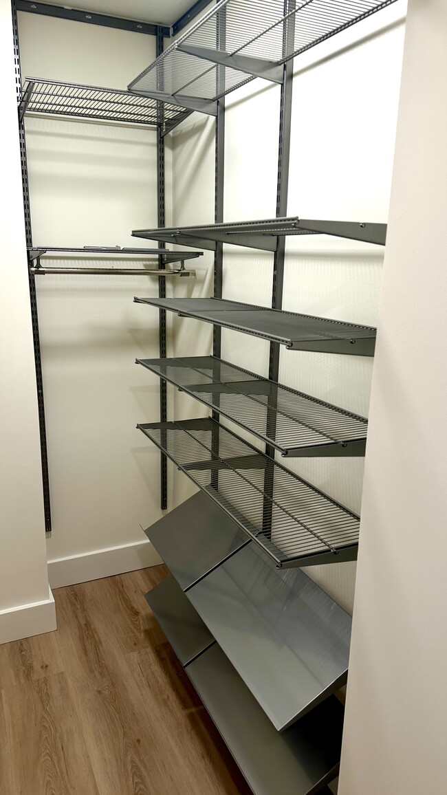 walk-in closet with Elfa shelves - 1644 Irving St NW