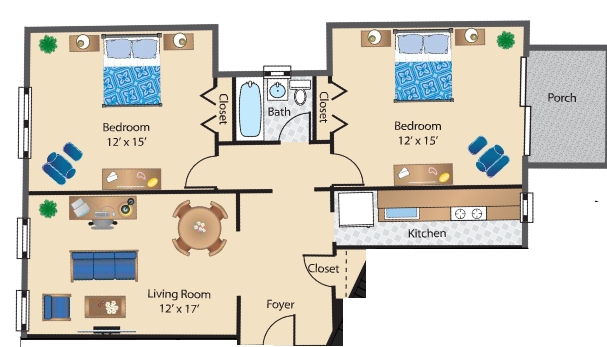 2BR/1BA - The Rodman Apartments