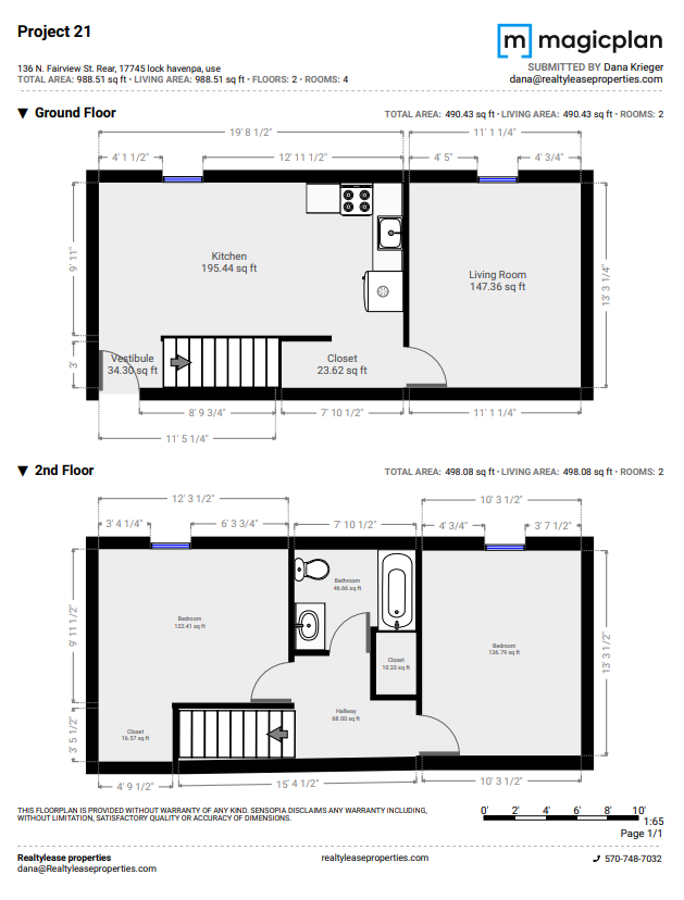 Floorplan - Unit Rear - 136 N Fairview St