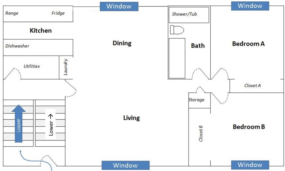 Layout - Upper Unit (Sliding Patio Door from Dining Room) - 6157 S 42nd St