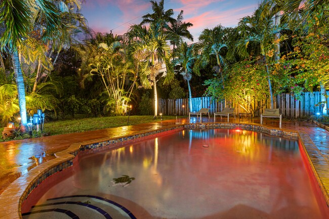 Pool view at night - 25 NW 95th St