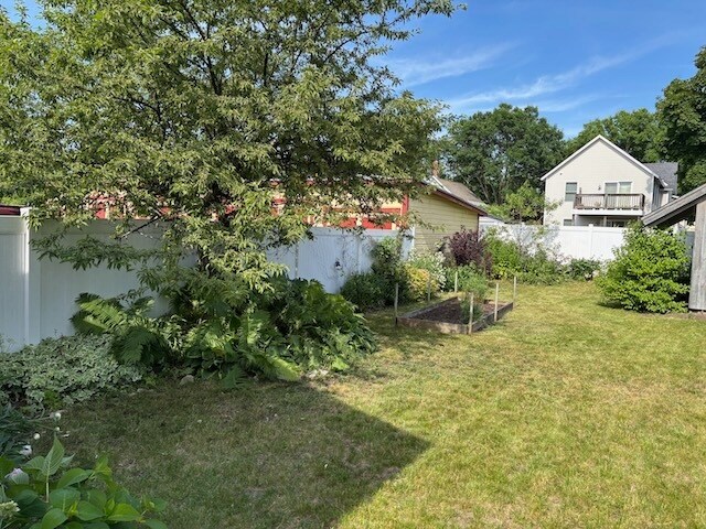 The left-side of the yard from the dining room exit - 52 Rose St