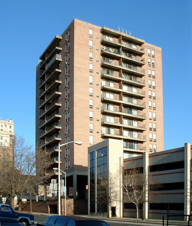 View from the northwest across Washington Street - Washington Towers