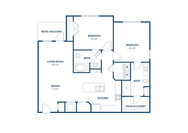 2 Bedroom | 2 Bath | 1121 SF - Cyan Craig Ranch Apartments