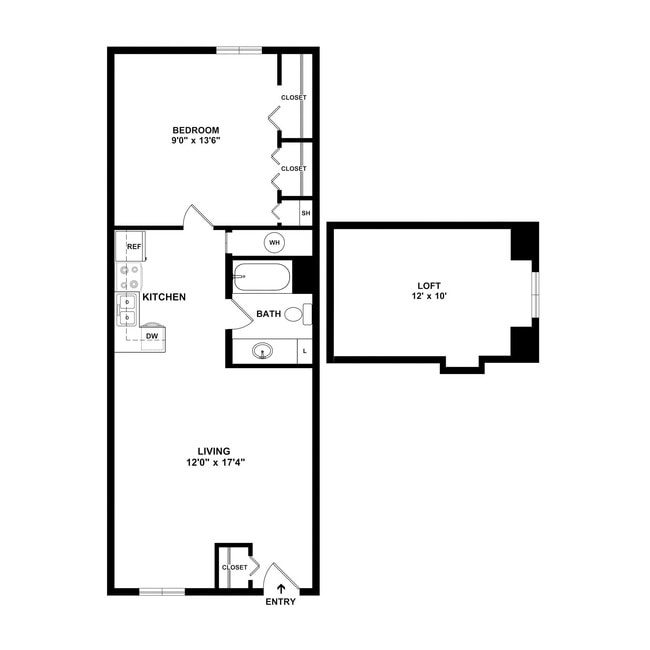 One Bedroom Loft - 695 sq. ft. - Beechwood Terrace - Beechwood & Beechwood Terrace Apartments