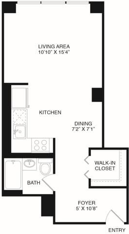 Studio One Bath (613 SF) - 800 Sixth Apartments
