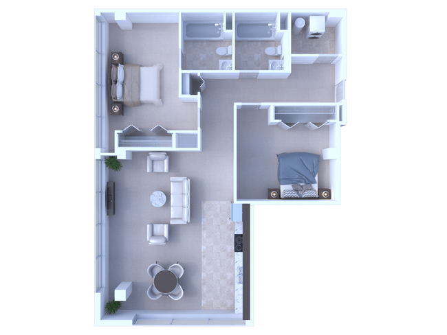 2 Bedroom / 1 Bathroom - 1,145 - Apartments at River View