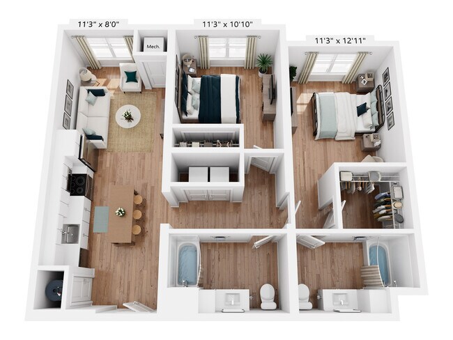 B2 | 2x2 | 1,027 sq ft - The Henry