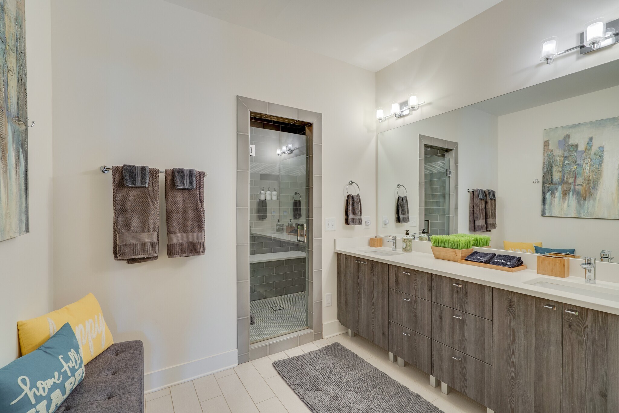 Master Bathroom with Walk in Rain shower and double vanity - 1910 11th Ave N