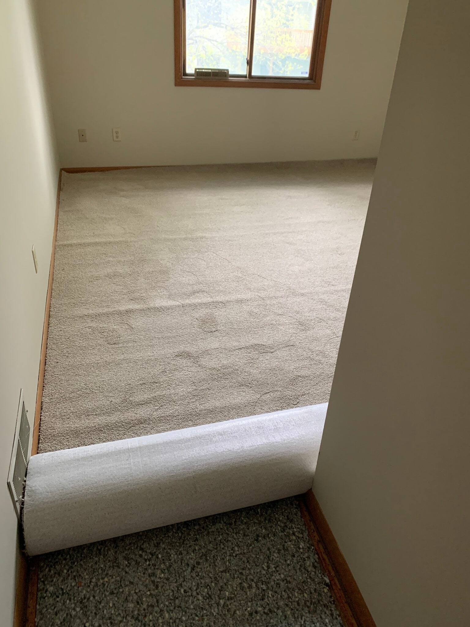 Master bedroom carpet install. - 2044 Bradley St