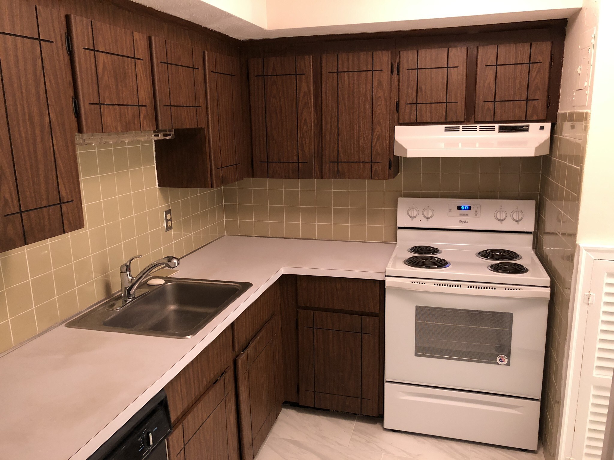 Kitchen View. New Stove & Fridge - 107 Oak Ln
