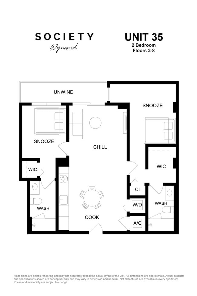 2 Bed - Unit 35 - Fl 3-8 - Society Wynwood