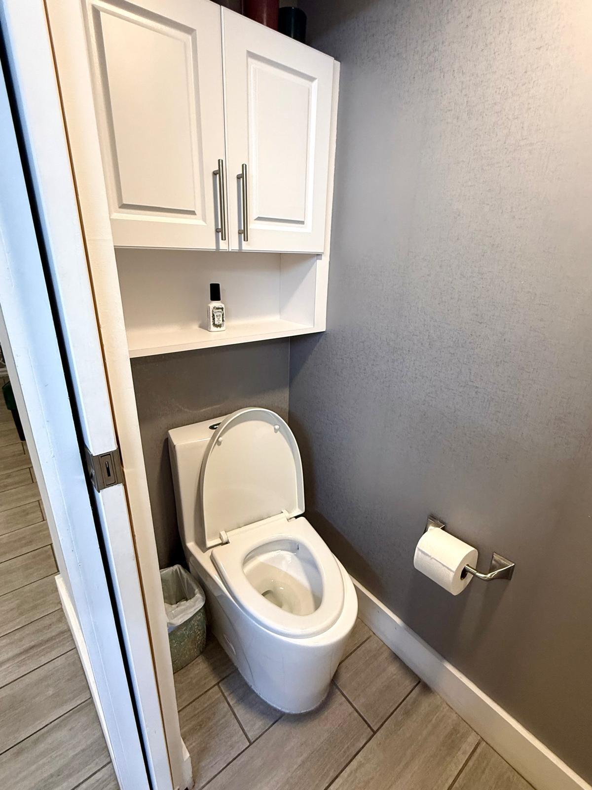 Half bath toilet and medicine cabinet - 828 W 38th Ter