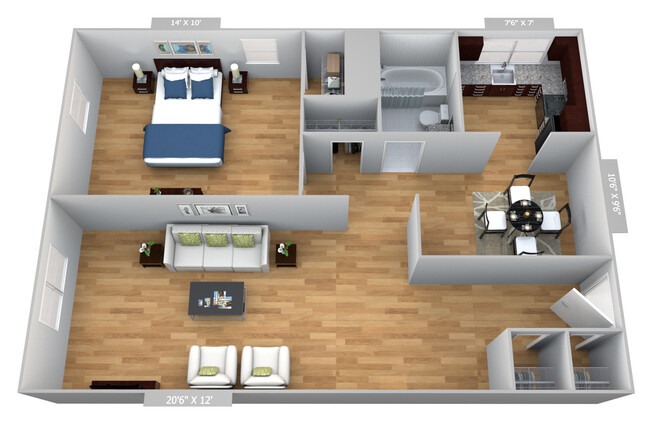 Floorplan - Park Row and New Scotland Gardens Apartments