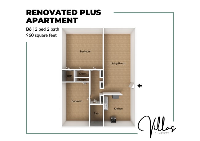 B6 Renovated Plus Floor Plan - Villas at Midtown