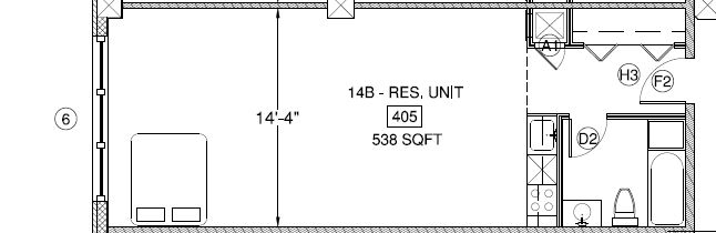 Studio floor plan - Lofts @ 624