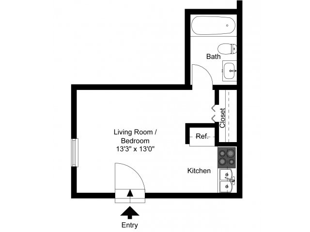 Studio floor plan - Glen Eagle Village Apartments