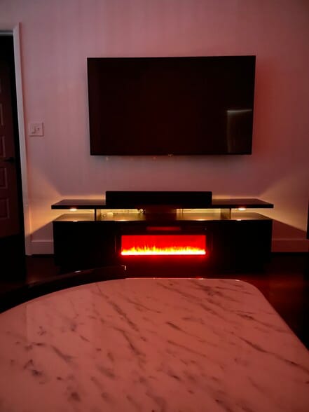 Electric fireplace at night - 1080 Peachtree St NE